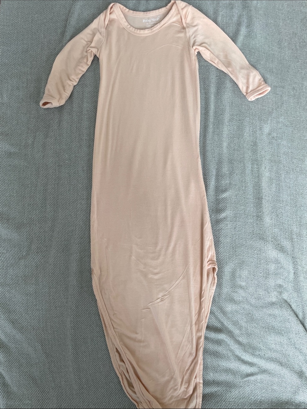 Neutral Pink Long-Sleeve Footie Gown by